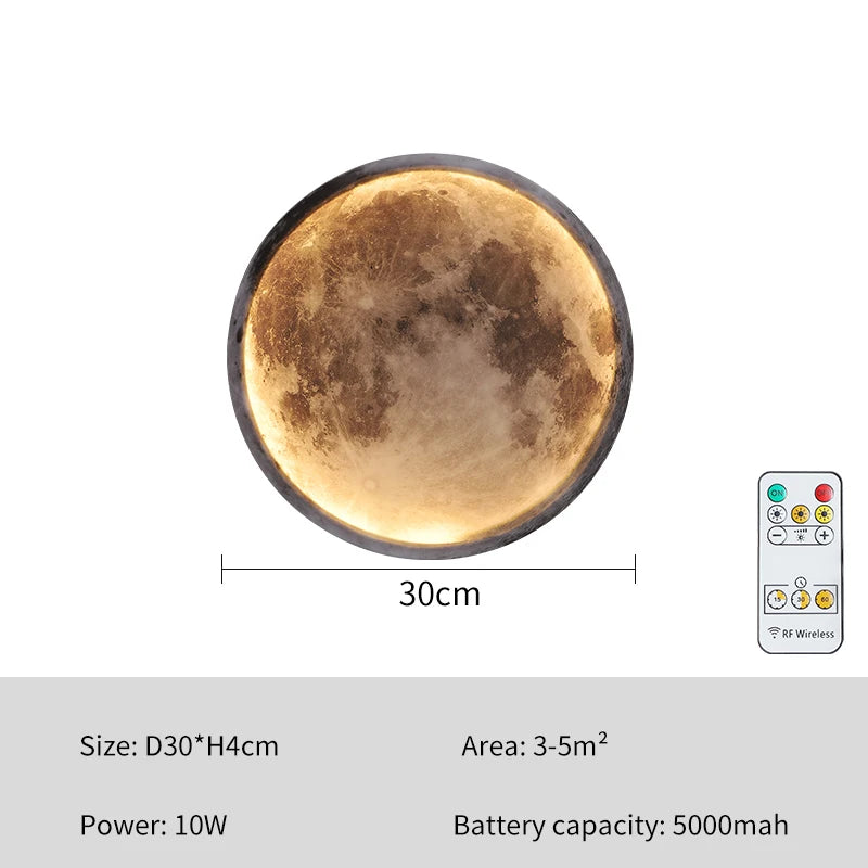 Rechargeable Wireless Moon Wall Lamp