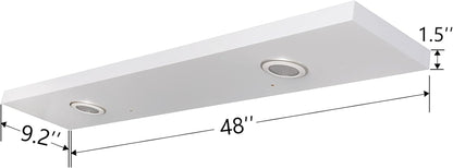 White 48-Inch Wall-Mounted Floating Shelf with Touch-Sensing Battery-Powered LED Light for Display in Entrances, Living Rooms, Bedrooms, Kitchens, and Bathrooms