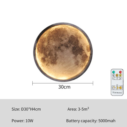 Rechargeable Wireless Moon Wall Lamp