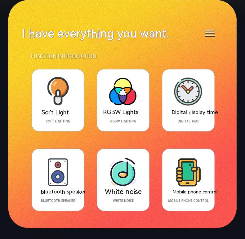 Creative Q Light Analog Sunrise Digital Display Alarm Clock Bluetooth Audio Intelligent Wake-Up Q Colorful Atmosphere Light