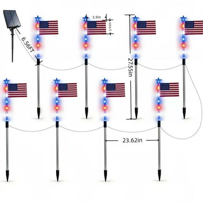 8-Piece Solar American Flag Light Set