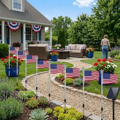 8-Piece Solar American Flag Light Set