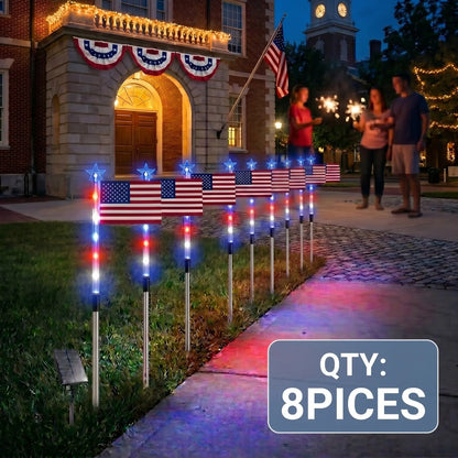 8-Piece Solar American Flag Light Set