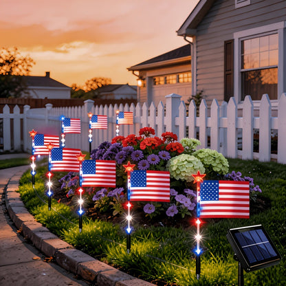 8-Piece Solar American Flag Light Set