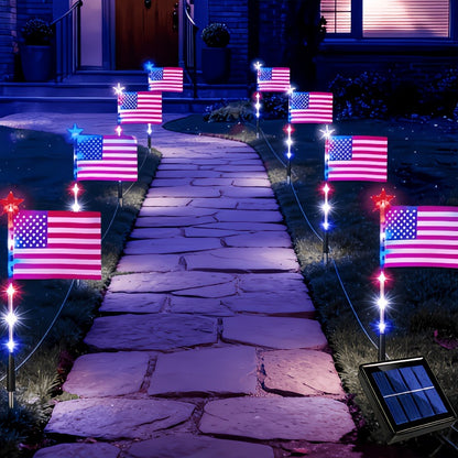 8-Piece Solar American Flag Light Set