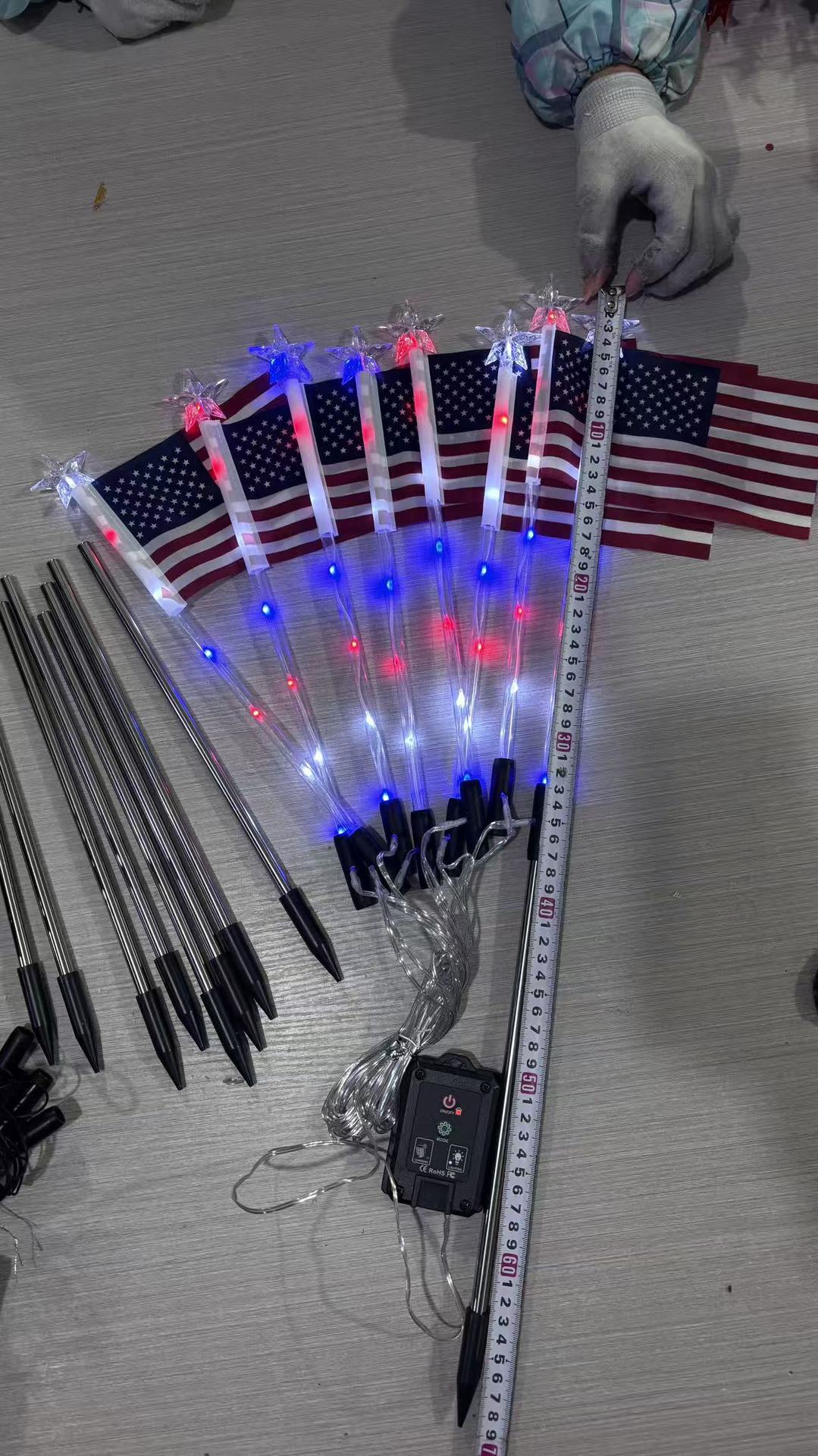 8-Piece Solar American Flag Light Set