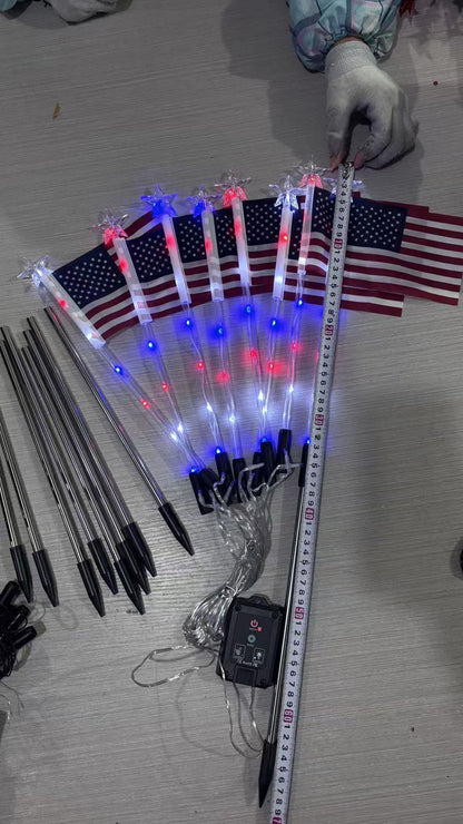 8-Piece Solar American Flag Light Set