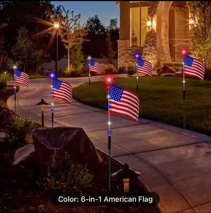 8-Piece Solar American Flag Light Set