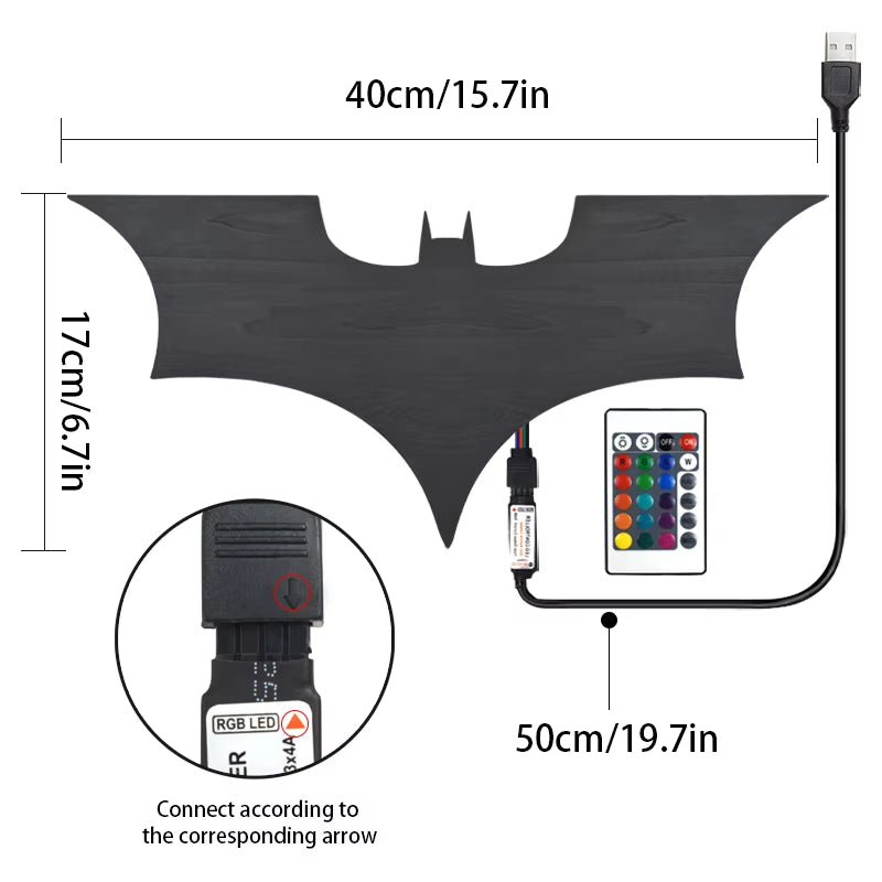 NightWing - 3D RGB Bat Mirror Wall Light with Remote Control
