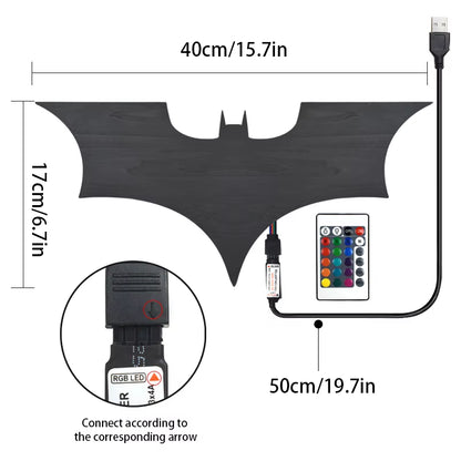 NightWing - 3D RGB Bat Mirror Wall Light with Remote Control