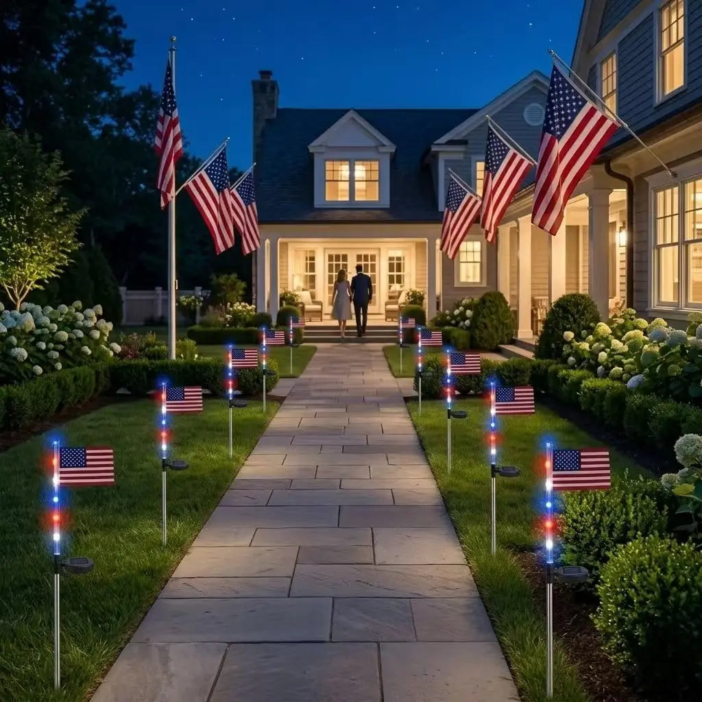 8-Piece Solar American Flag Light Set