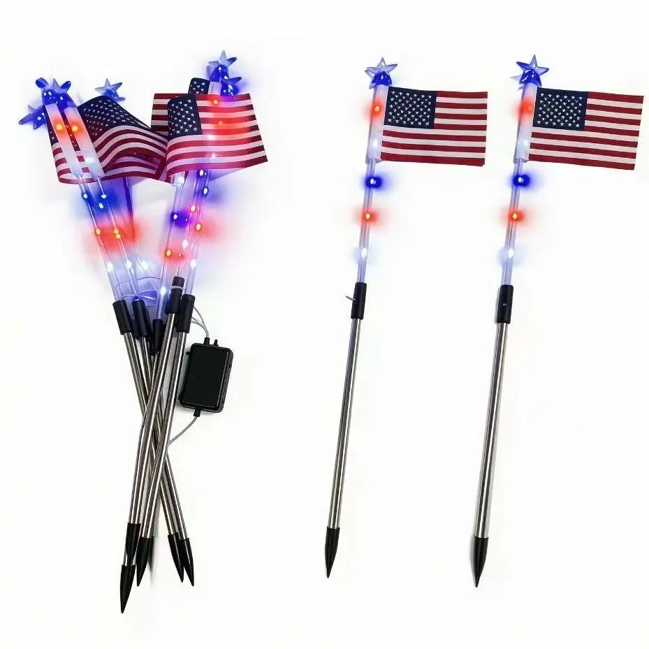 8-Piece Solar American Flag Light Set