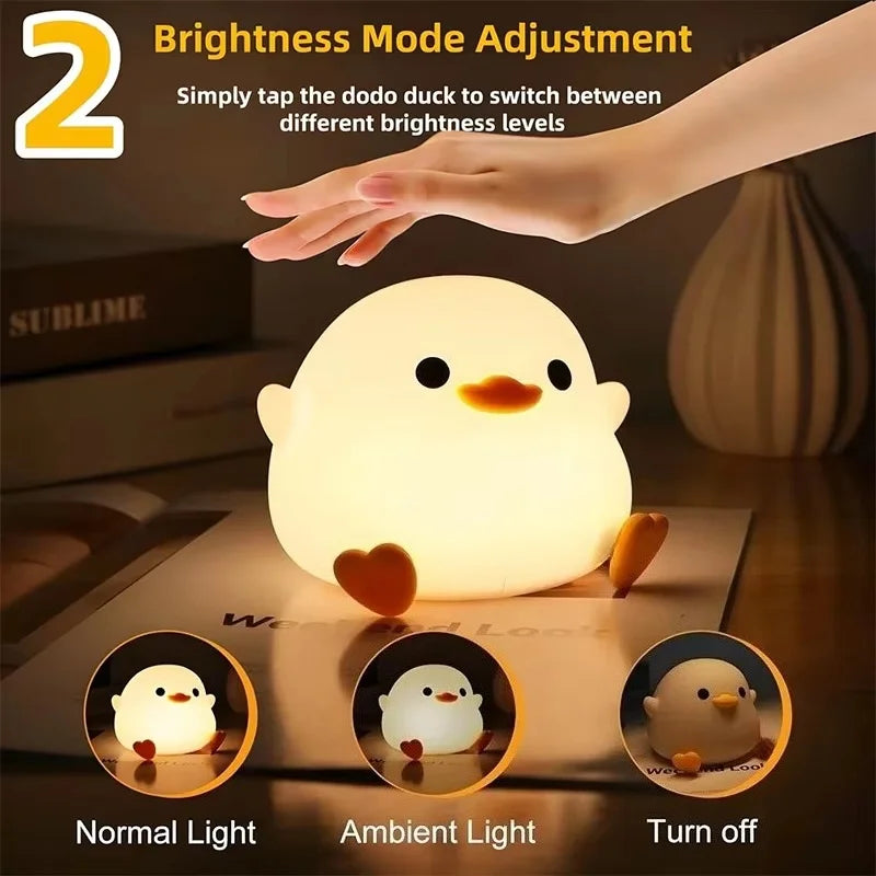Cute Duck Silicone LED Night Light for Kids