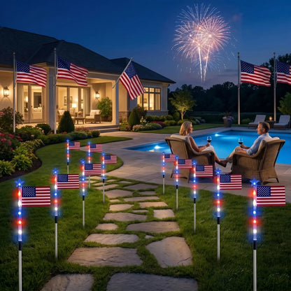 8-Piece Solar American Flag Light Set