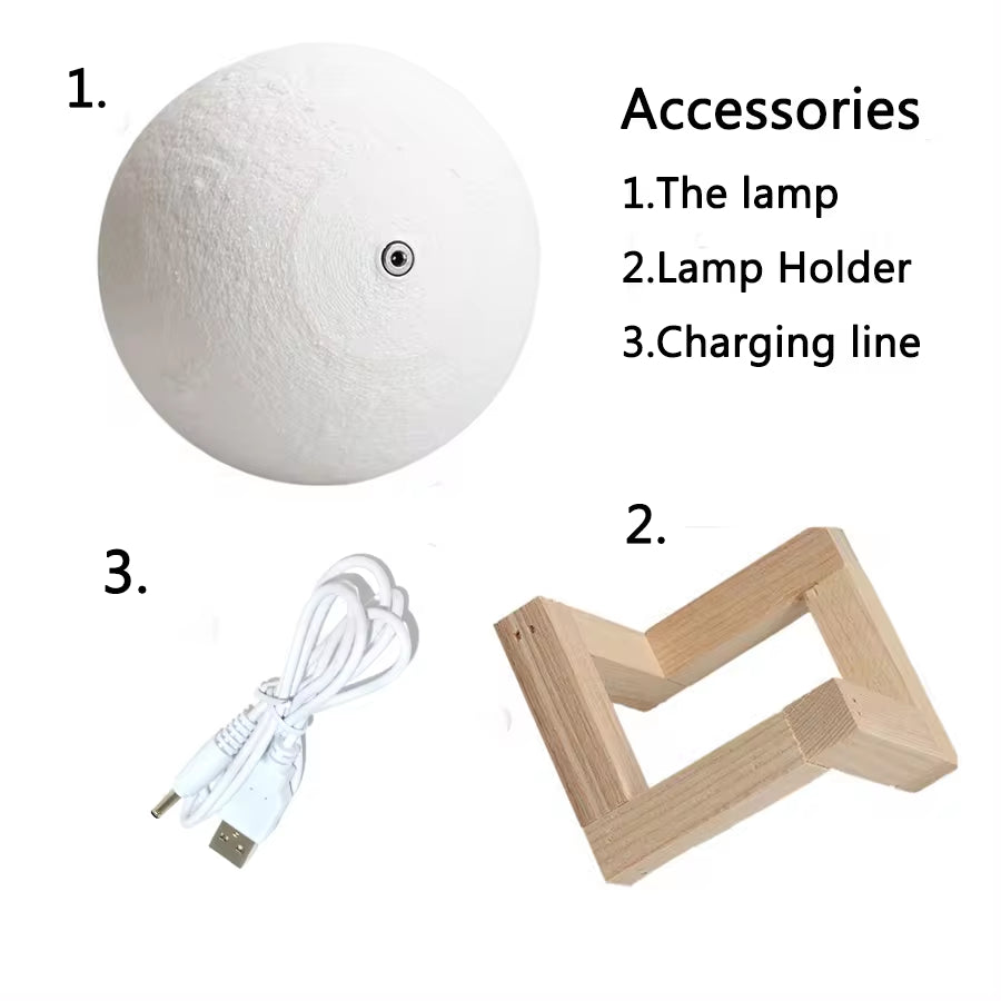 Rechargeable 3D Printed LED Moon Lamp
